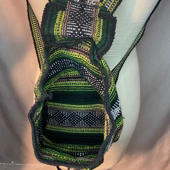 Backpack Woven Multicolor Boho Bag Hippie Drawstring - Picture 4 of 10